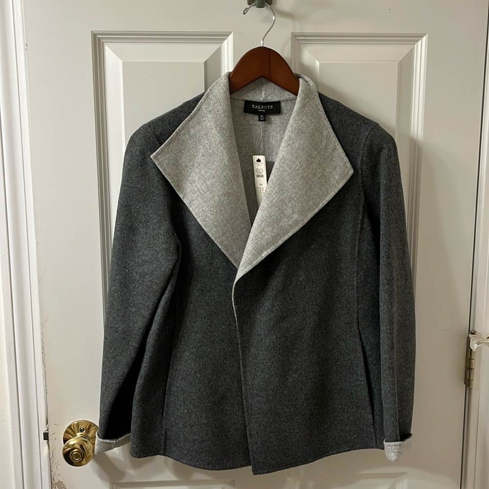 New with tags, Talbots two tone grey cardigan sweater.